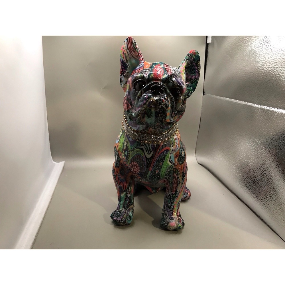 Interior Illusions Plus Sitting Flower French Bulldog With Necklace 8"‎ Tall